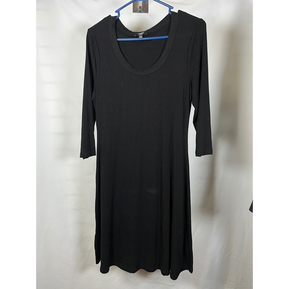 Premise Dresses Black Scoop NeckA-Line Dress 3/4 Sleeve Knit Mid Length Womens M